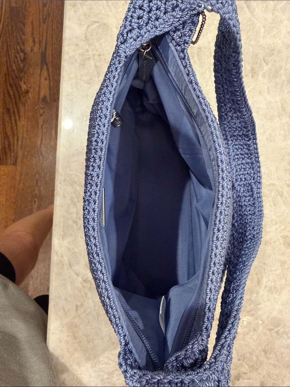 The Sak Crochet Shoulder Bag in Dusty Blue - Picture 5 of 8